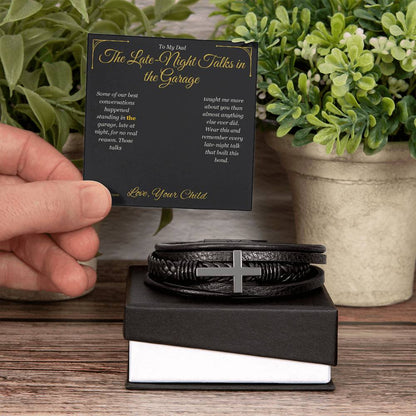 Men's Cross Bracelet with personalized message card for dad