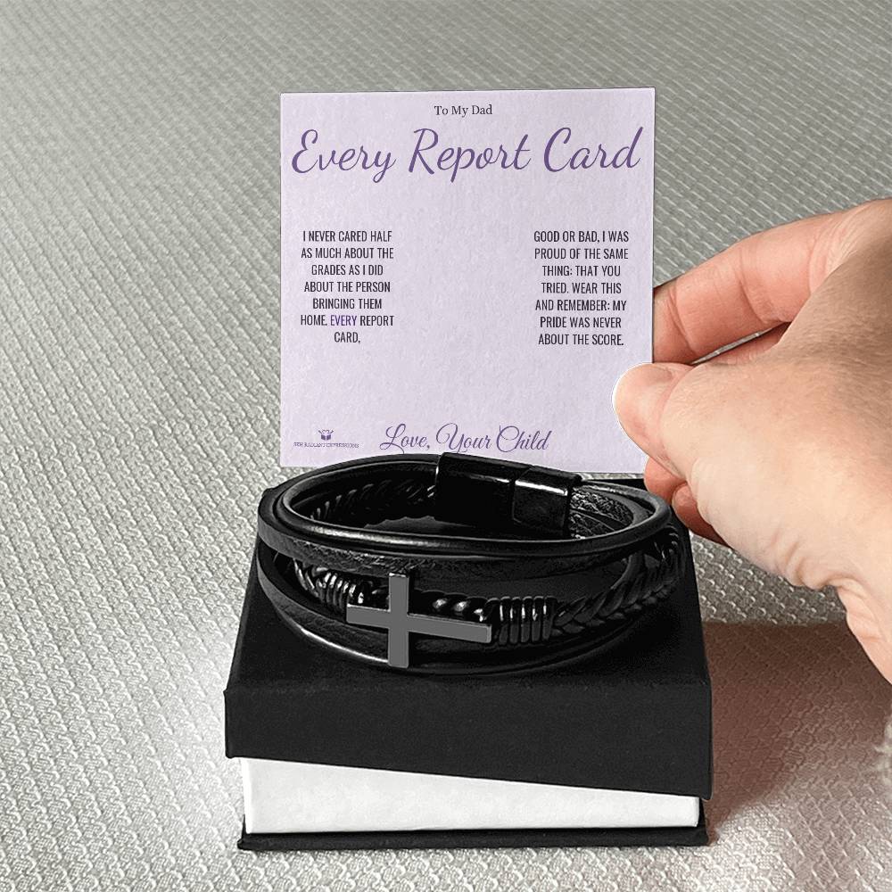 Men's Cross Bracelet with personalized message card for dad