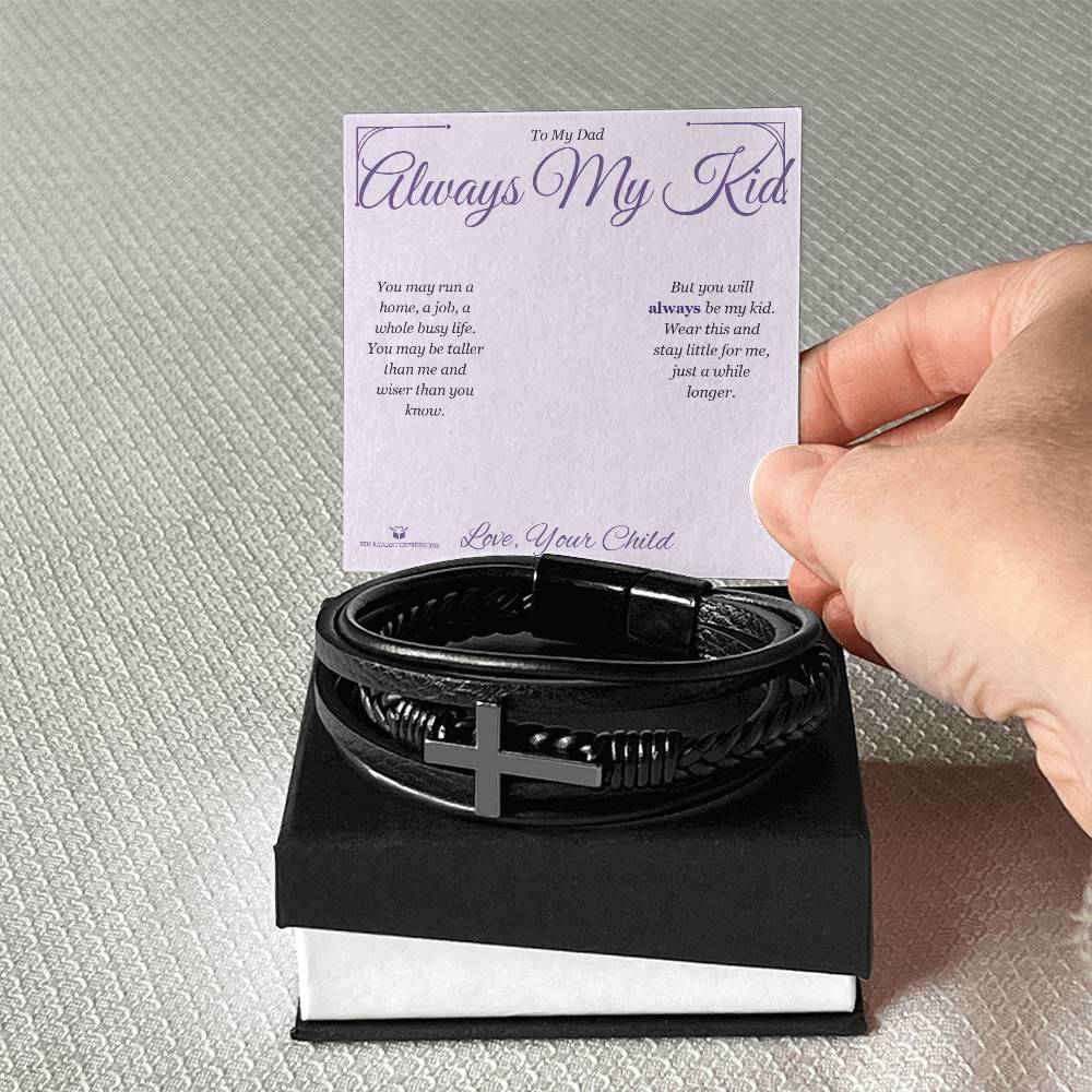 Men's Cross Bracelet with personalized message card for dad