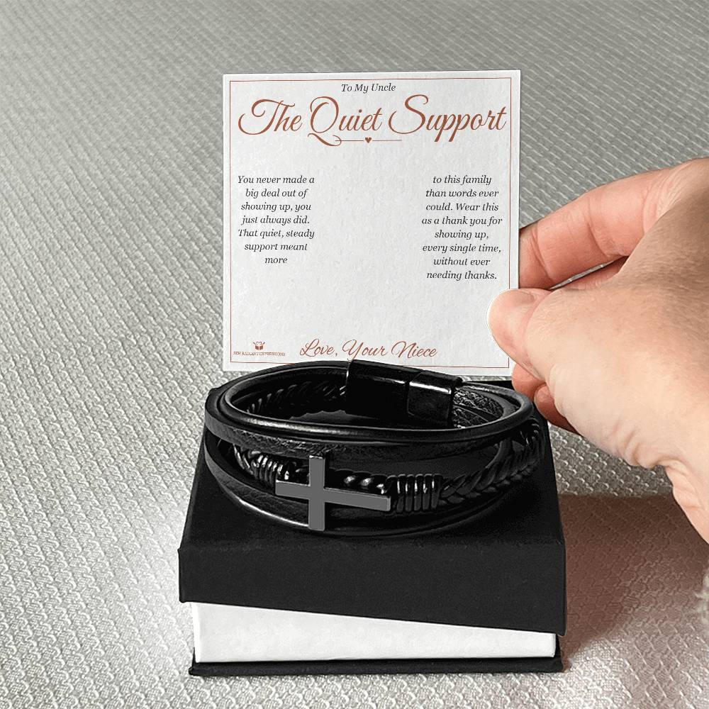 Men's Cross Bracelet with personalized message card for uncle