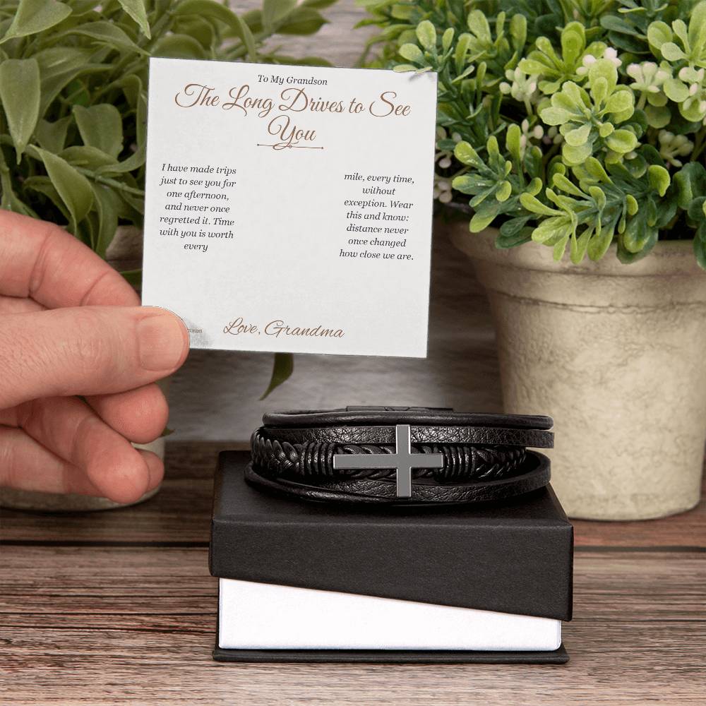 Personalized Men's Cross Bracelet for grandson