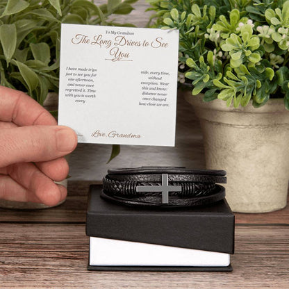 Personalized Men's Cross Bracelet for grandson