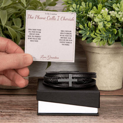 Personalized Men's Cross Bracelet for grandson