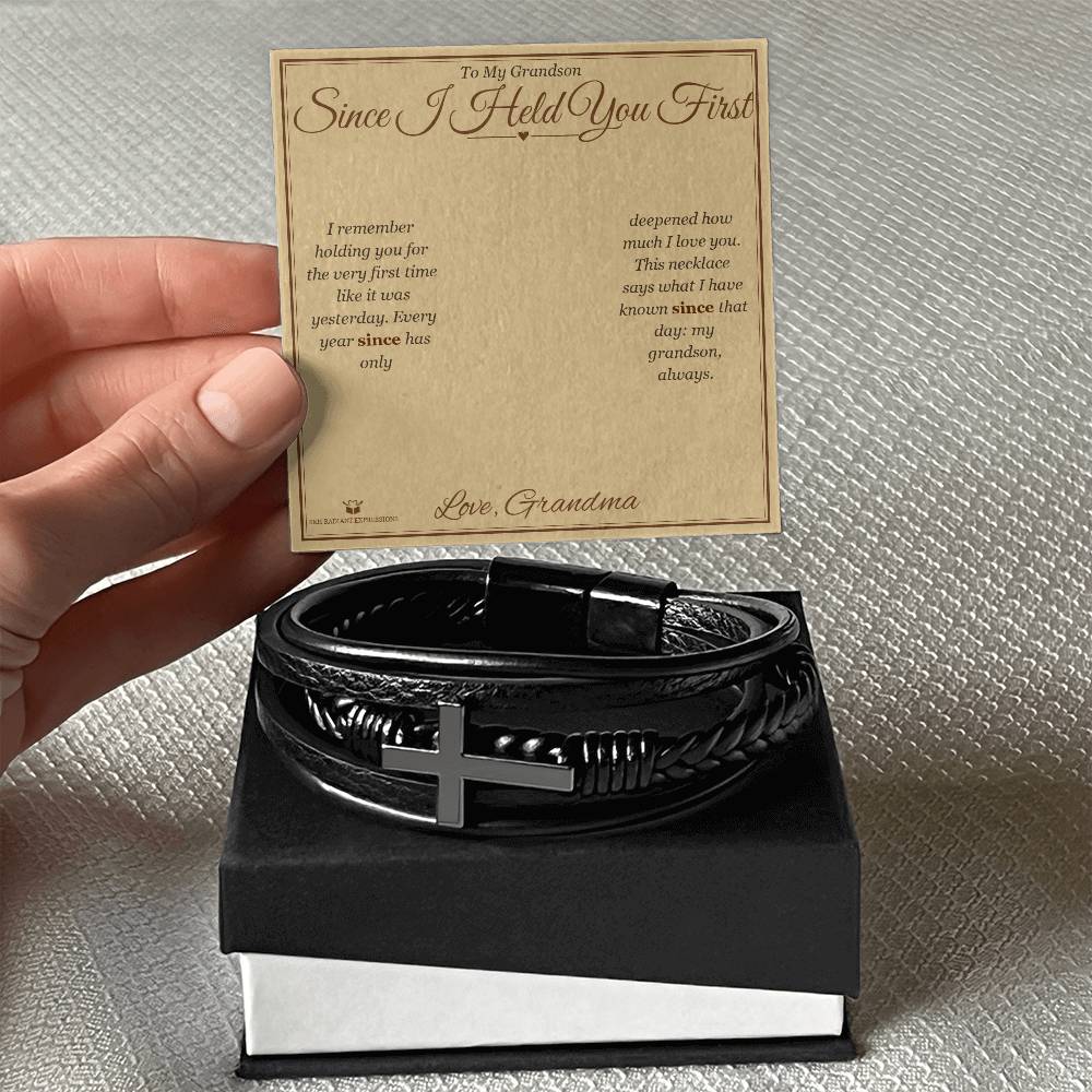 Personalized Men's Cross Bracelet for grandson