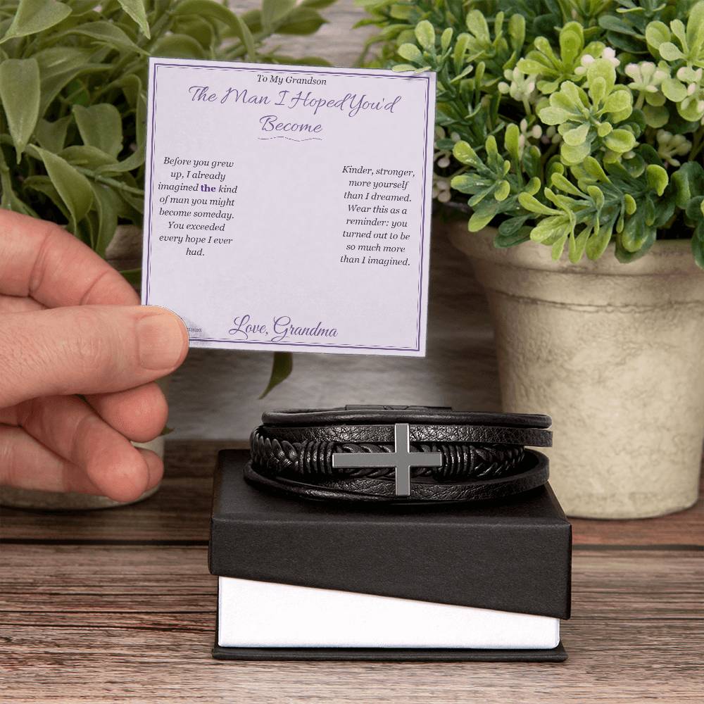 Personalized Men's Cross Bracelet for grandson