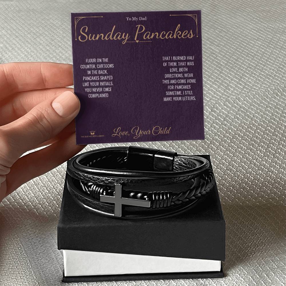 Men's Cross Bracelet engraved with your own words for dad