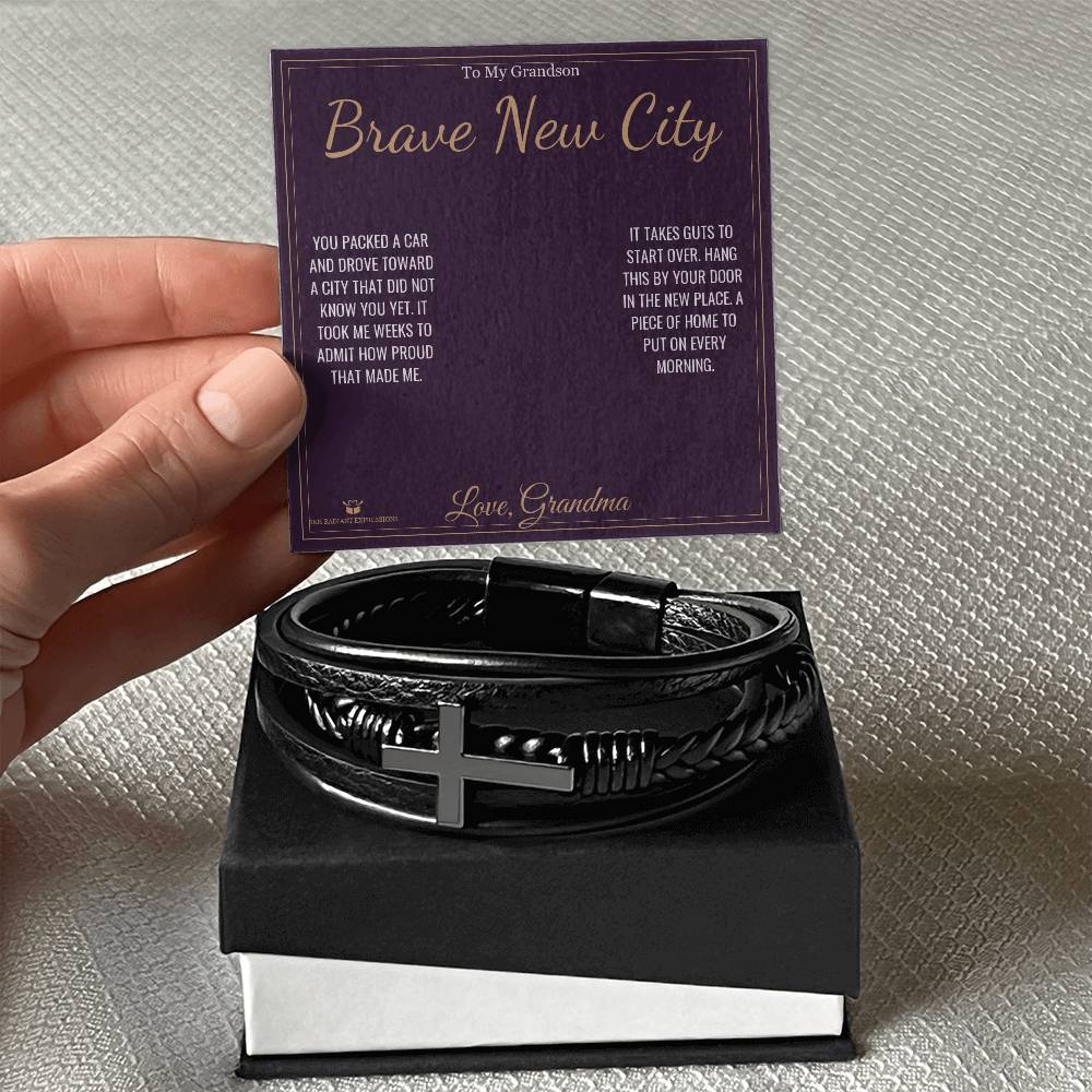 Personalized Men's Cross Bracelet for grandson