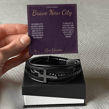 Personalized Men's Cross Bracelet for grandson