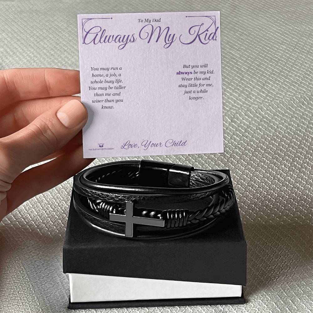 Men's Cross Bracelet engraved with your own words for dad