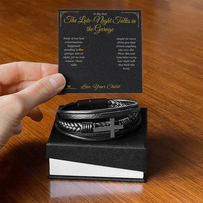 Men's Cross Bracelet engraved with your own words for dad