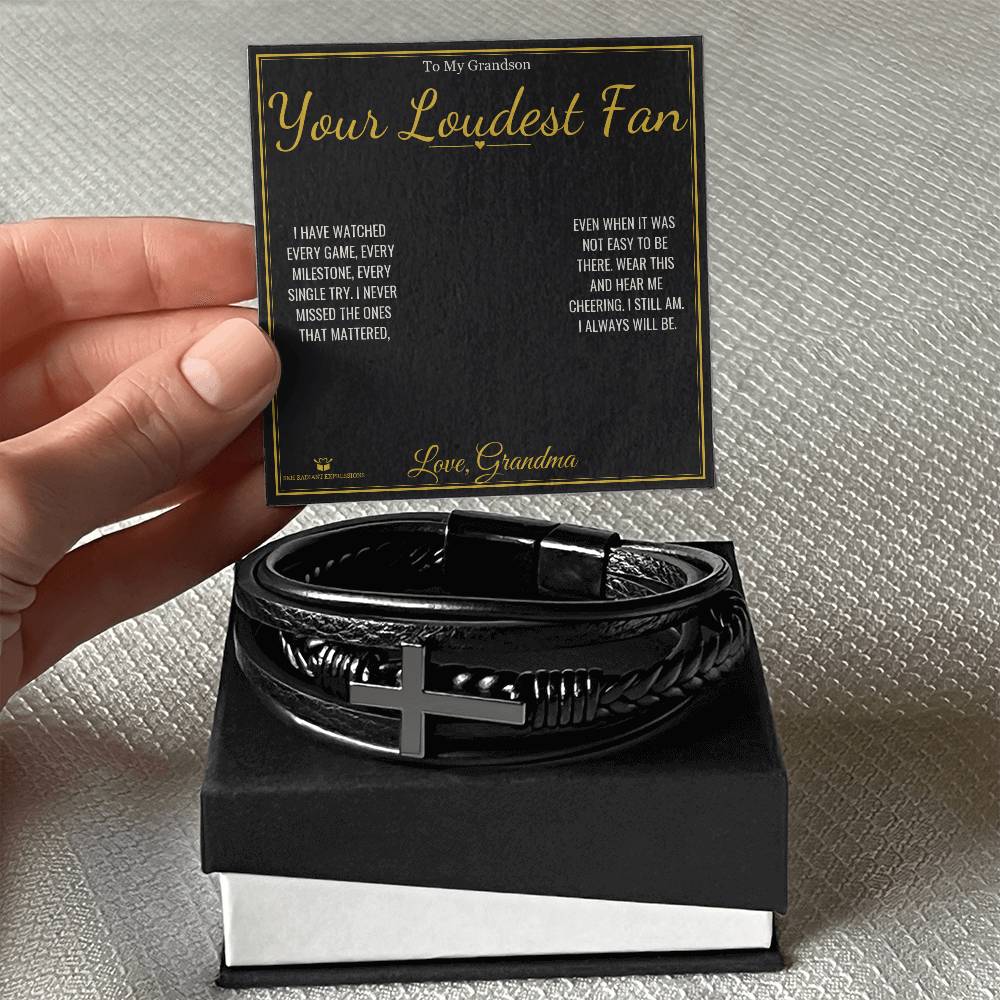 Personalized Men's Cross Bracelet for grandson