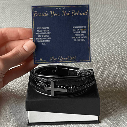 Men's Cross Bracelet engraved with your own words for dad