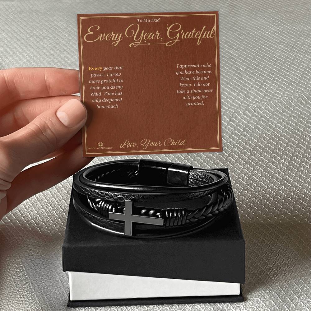 Men's Cross Bracelet engraved with your own words for dad
