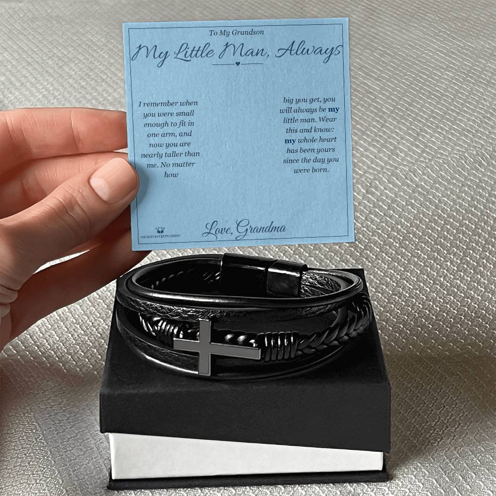 Personalized Men's Cross Bracelet for grandson