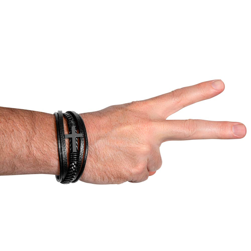 Personalized Men's Cross Bracelet for son