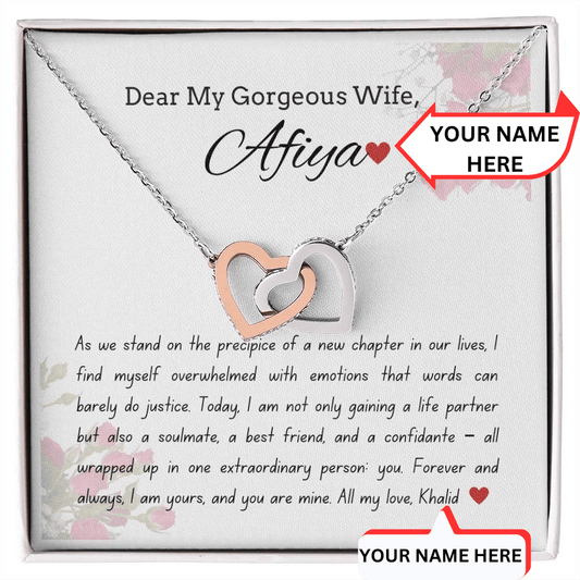 To My Gorgeous Wife - Starting A New Chapter - Interlock Heart Necklace