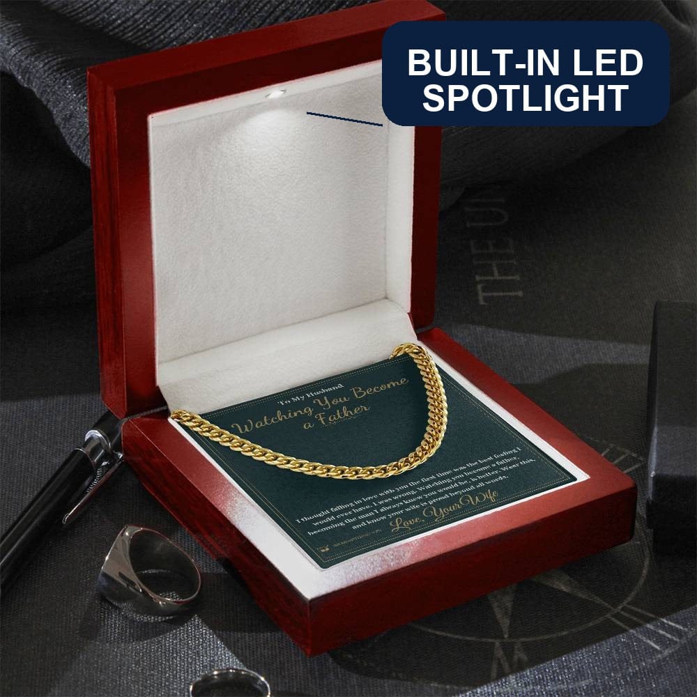 Cuban Link Chain with personalized message card for husband
