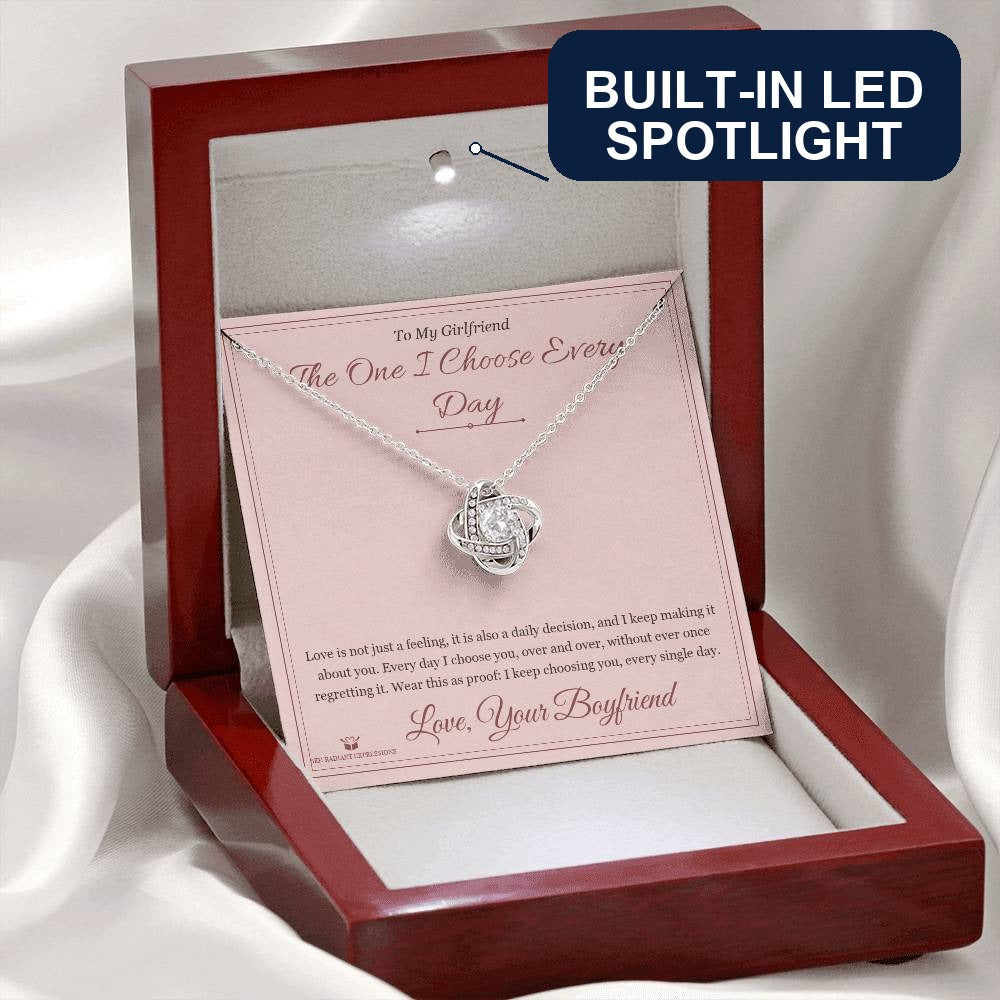 The One I Choose Every Day - Love Knot Necklace for Girlfriend - personalized keepsake gift from SKH Radiant Expressions