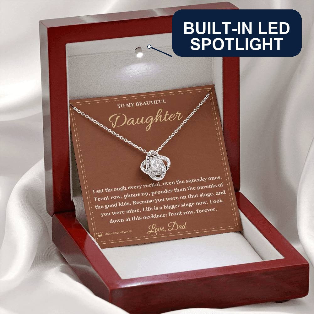 Engraved Love Knot Necklace with message for daughter