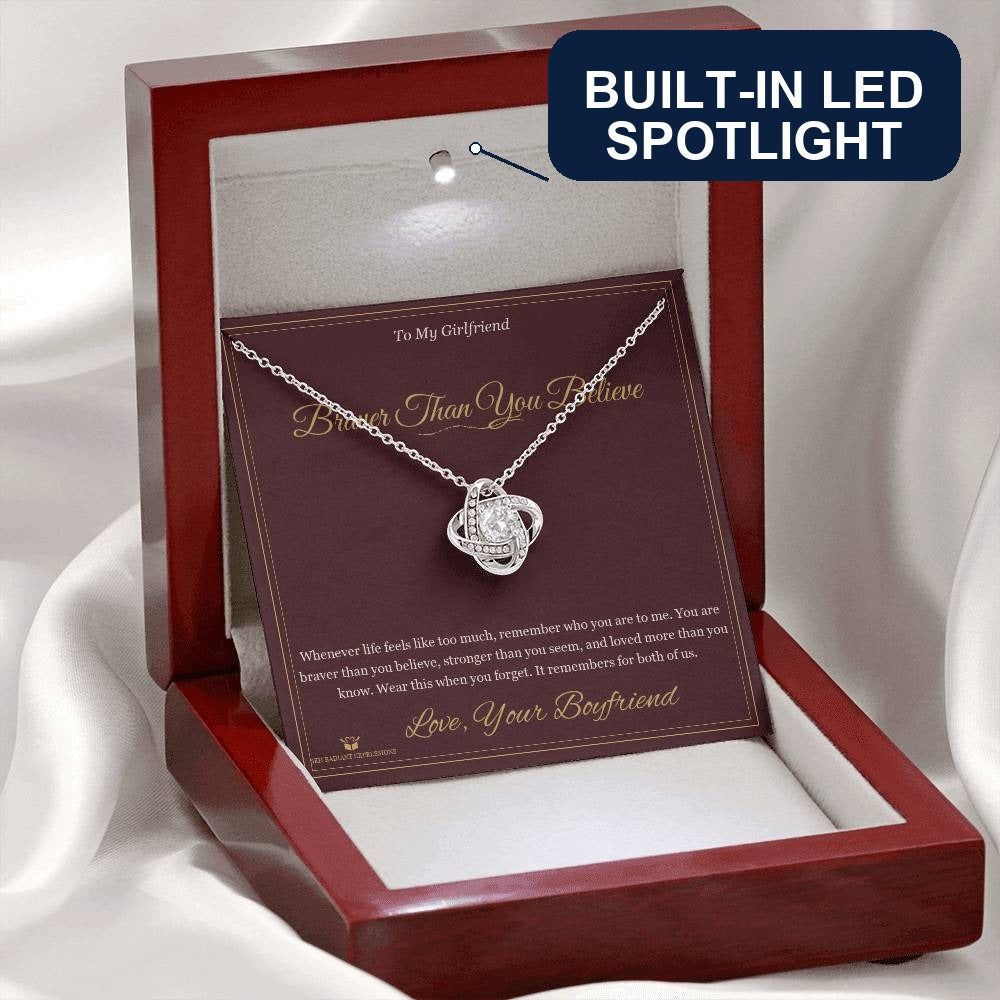 Braver Than You Believe - Love Knot Necklace for Girlfriend - personalized keepsake gift from SKH Radiant Expressions