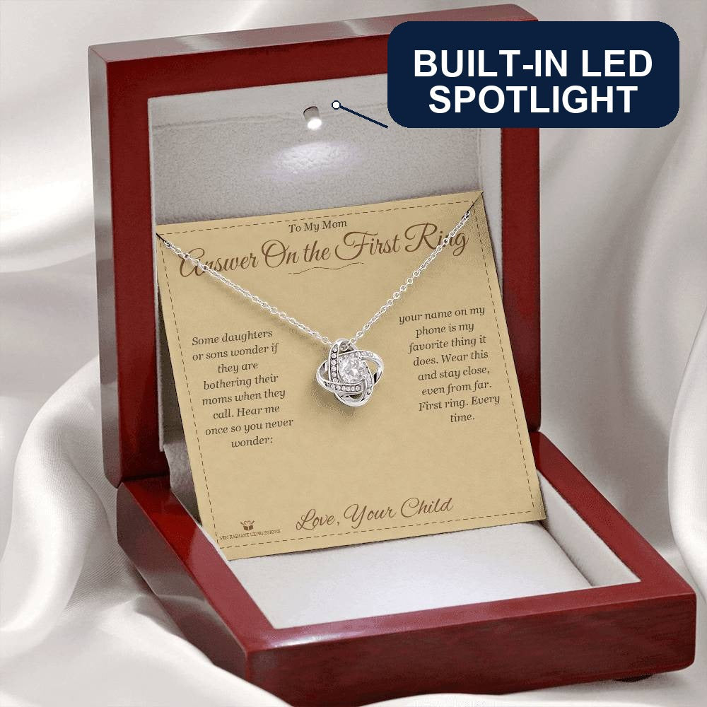 Answer On the First Ring - Love Knot Necklace for Mom