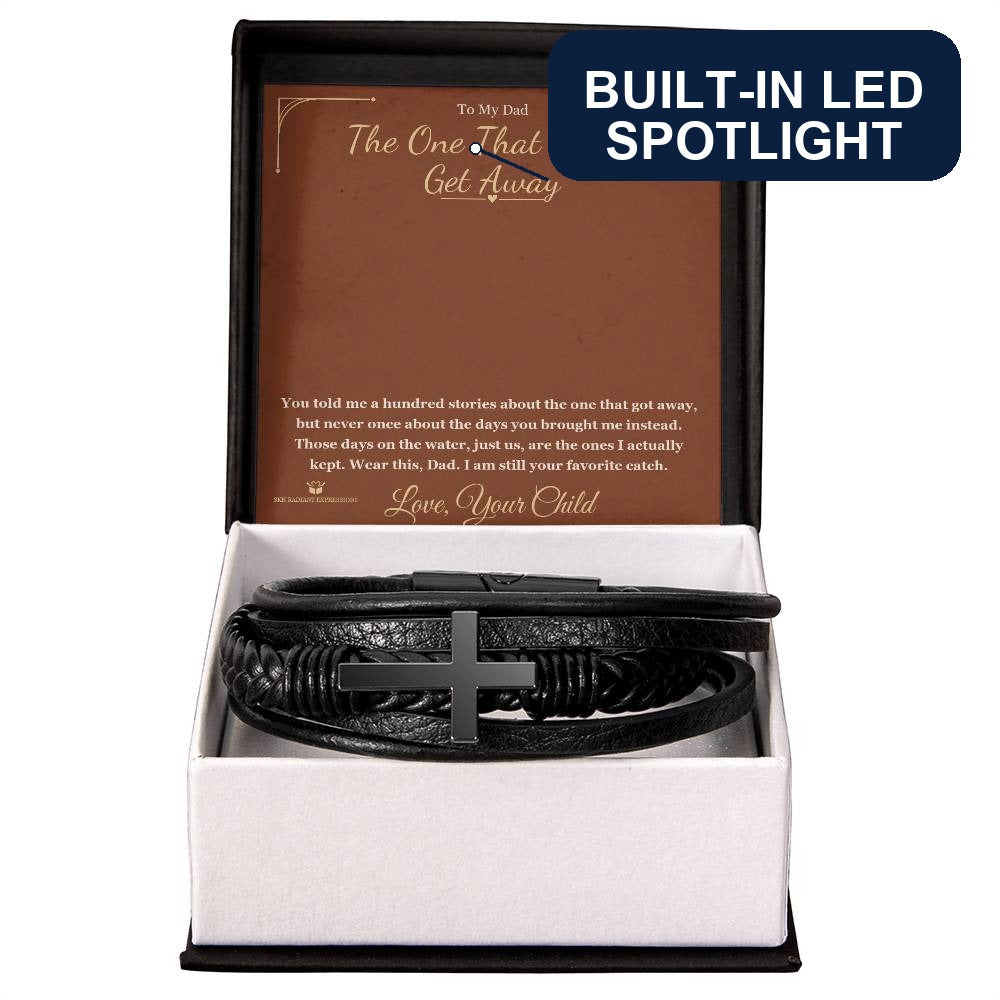Men's Cross Bracelet with personalized message card for dad