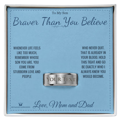 Engraved Men's Ring engraved with your own words for son