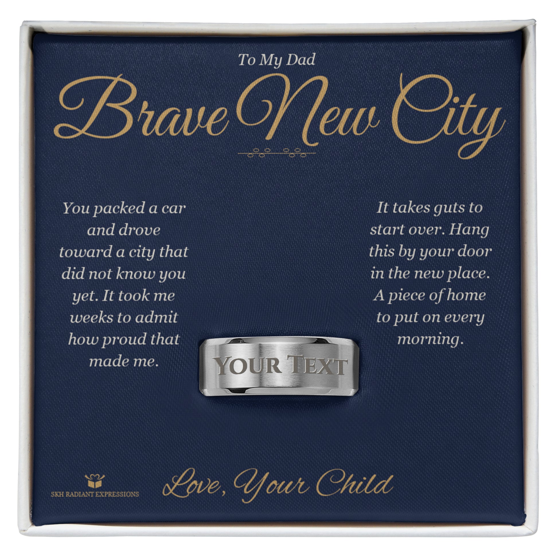 Brave New City - Engraved Men's Ring for Dad - personalized keepsake gift from SKH Radiant Expressions