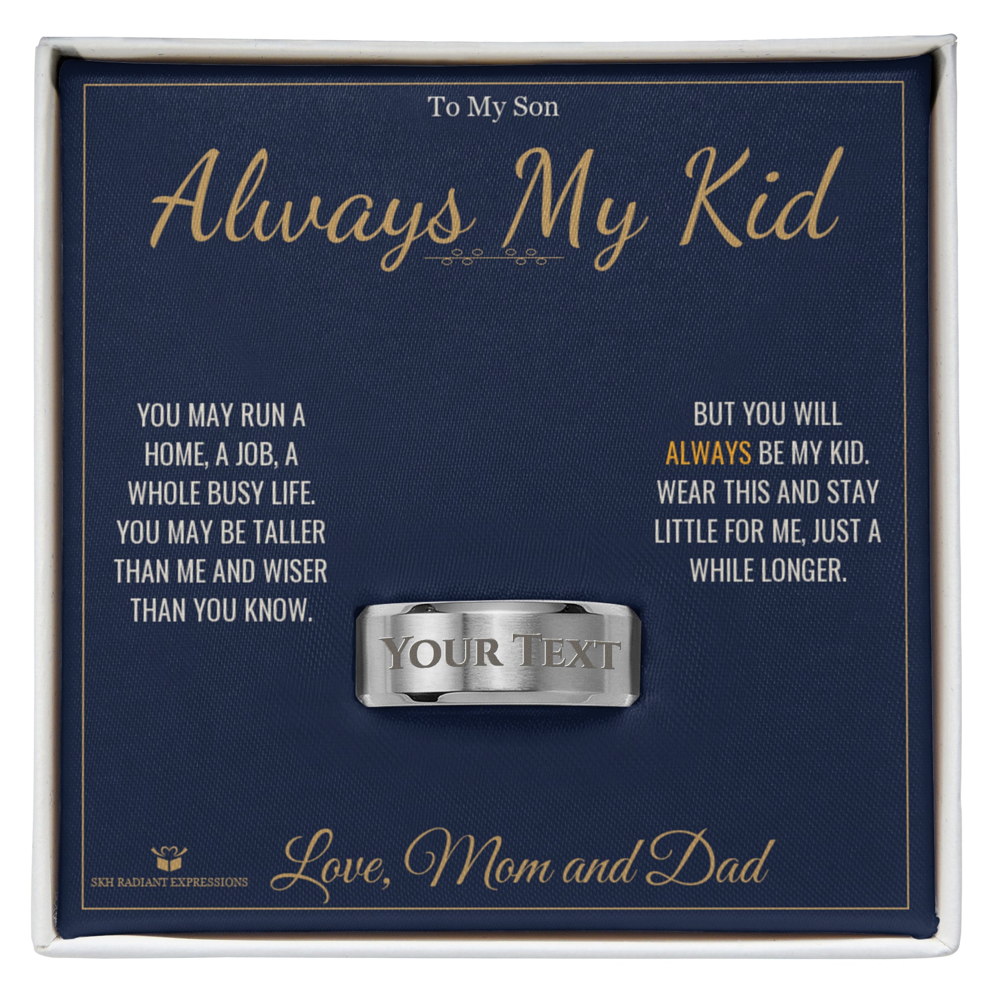 Custom name-personalized engraved men's ring gift for son