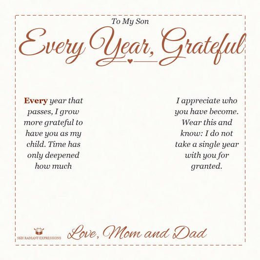Every Year, Grateful - Engraved Men's Ring for Son - personalized keepsake gift from SKH Radiant Expressions