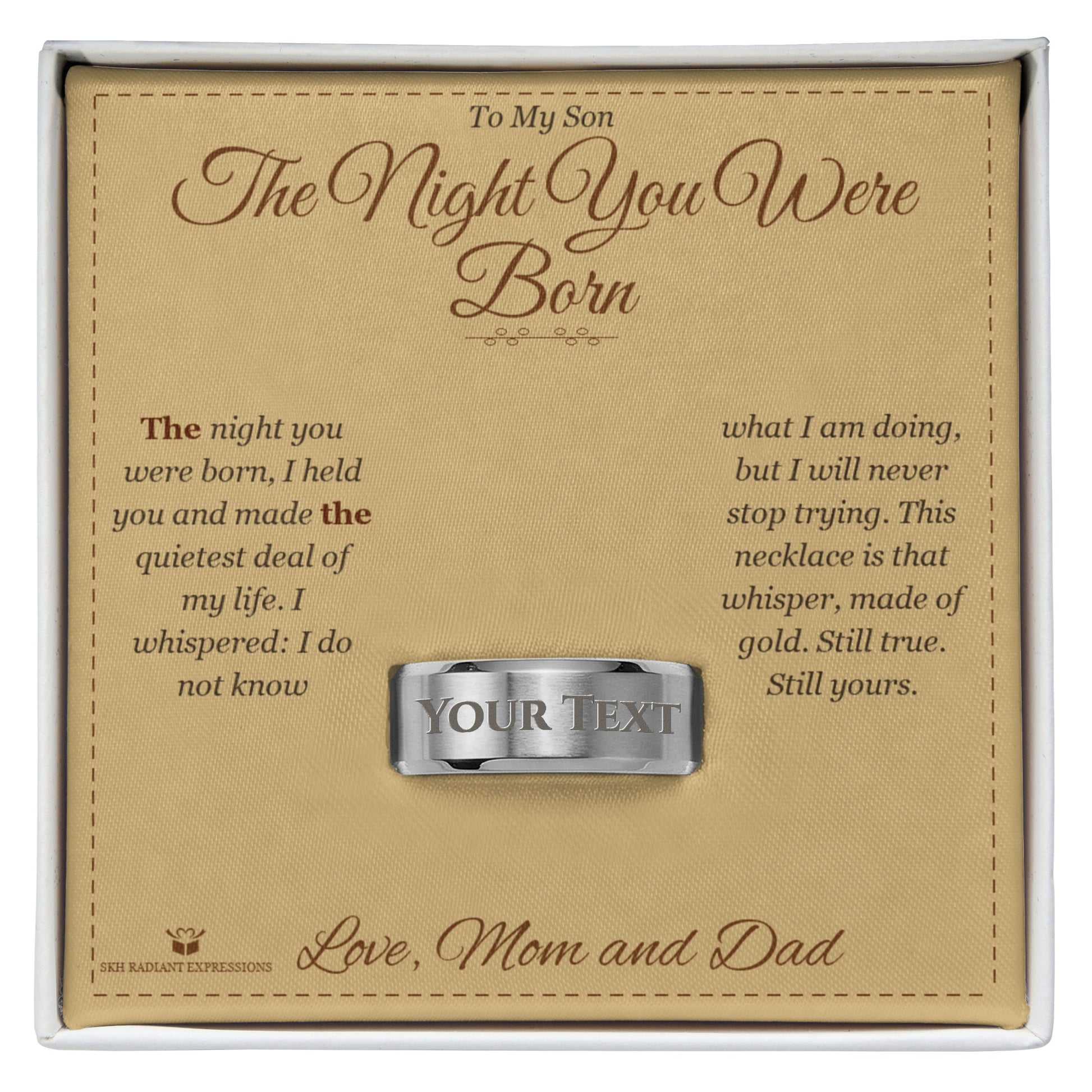Engraved Engraved Men's Ring with message for son