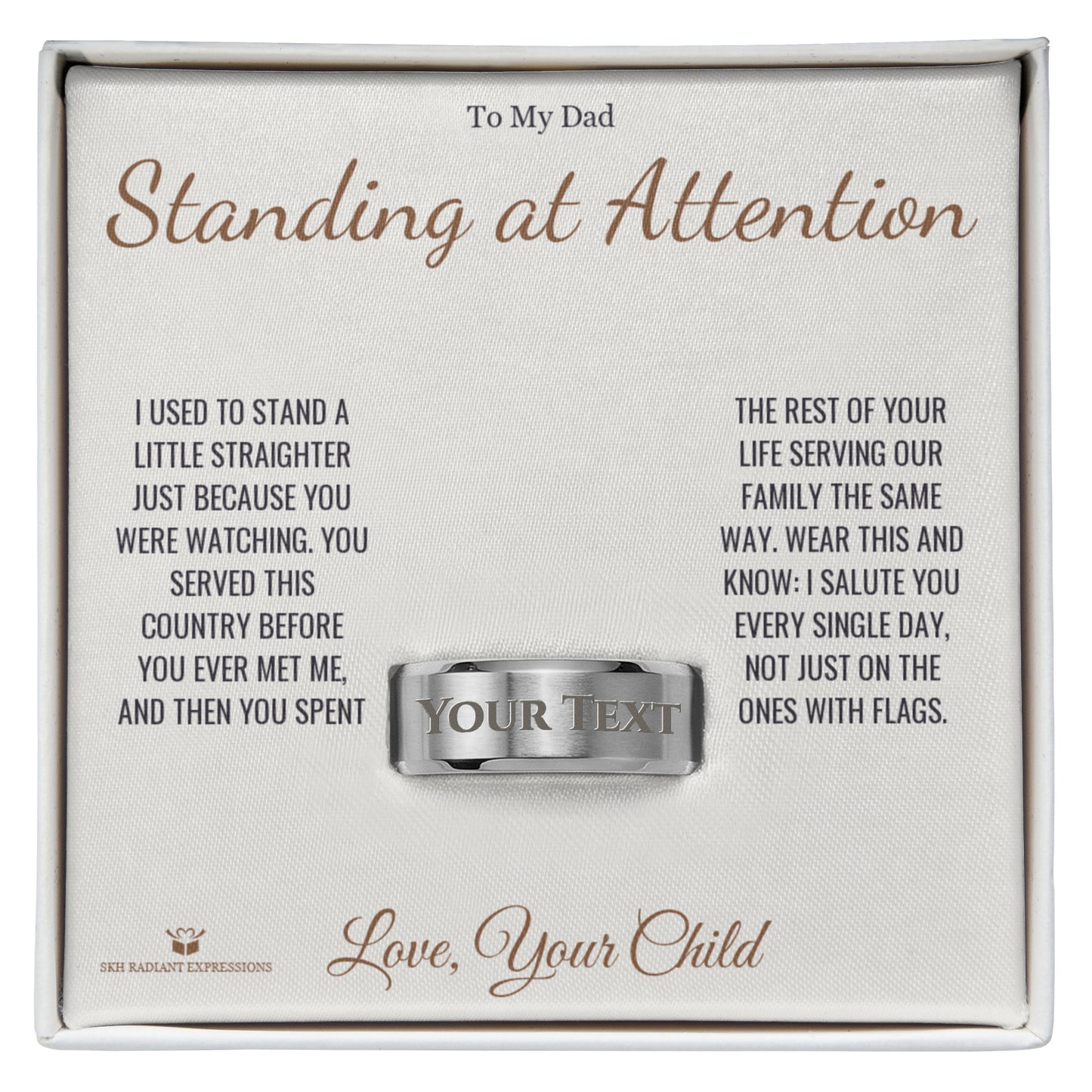 Standing at Attention - Engraved Men's Ring for Dad