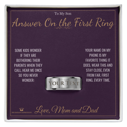Answer On the First Ring - Engraved Men's Ring for Son - personalized keepsake gift from SKH Radiant Expressions