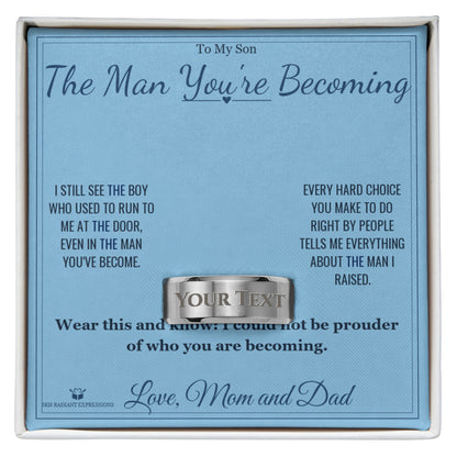 Engraved Engraved Men's Ring with message for son