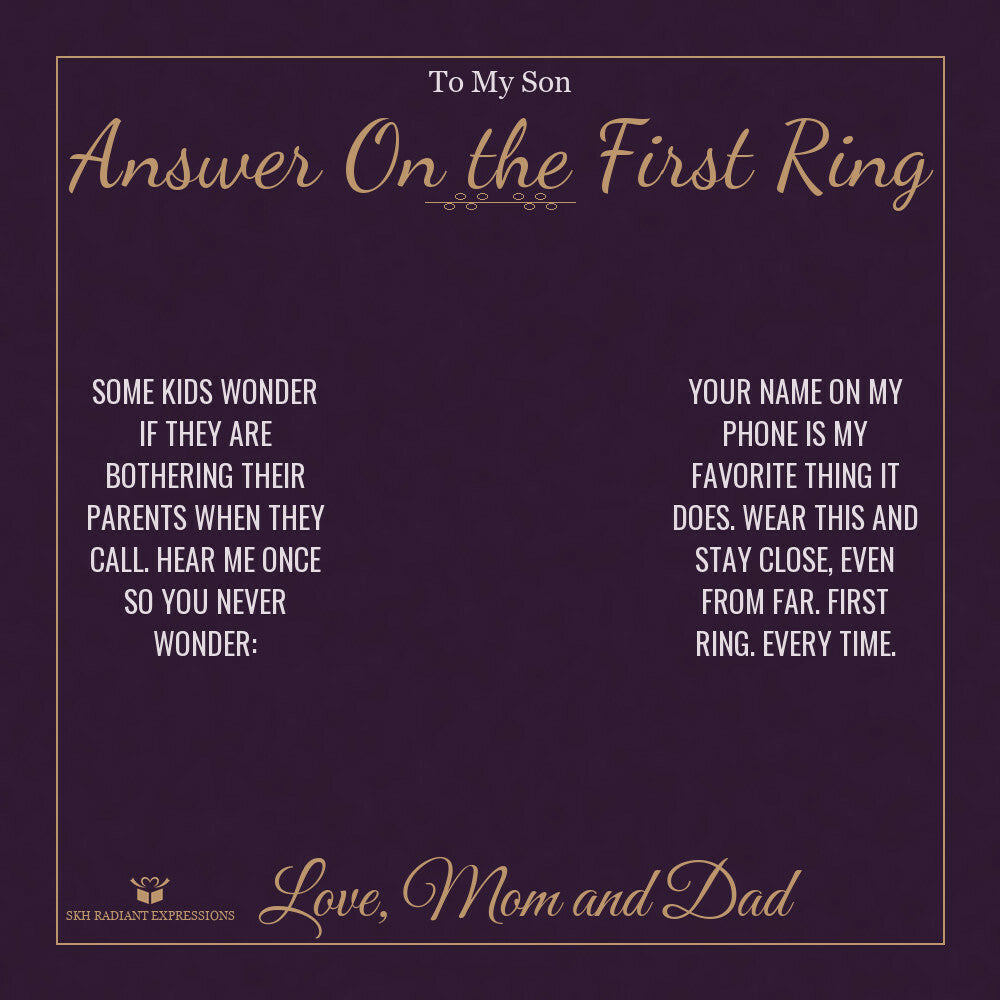 Answer On the First Ring - Engraved Men's Ring for Son - personalized keepsake gift from SKH Radiant Expressions