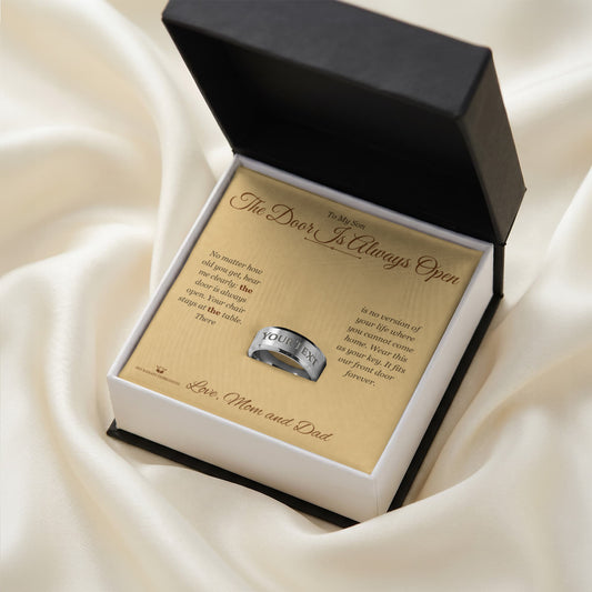 The Door Is Always Open - Engraved Men's Ring for Son - personalized keepsake gift from SKH Radiant Expressions