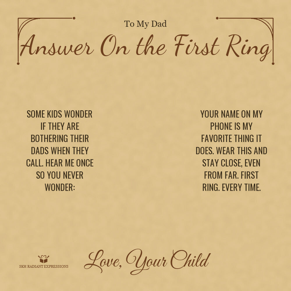 Answer On the First Ring - Engraved Men's Ring for Dad