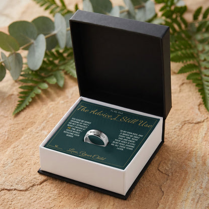 Engraved Men's Ring - The Advice I Still Use