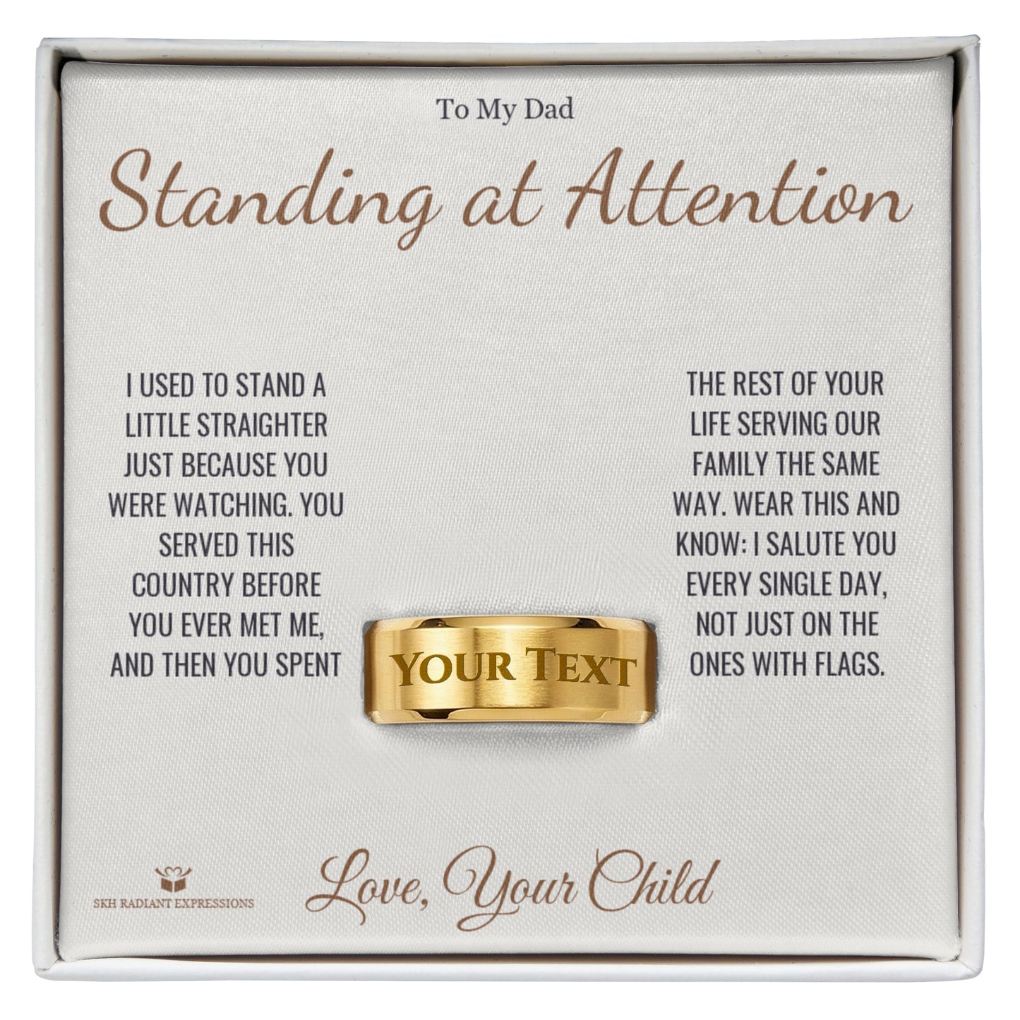 Standing at Attention - Engraved Men's Ring for Dad