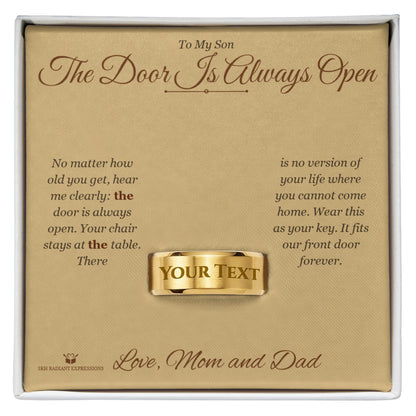 Add a name to this engraved men's ring - gift for son