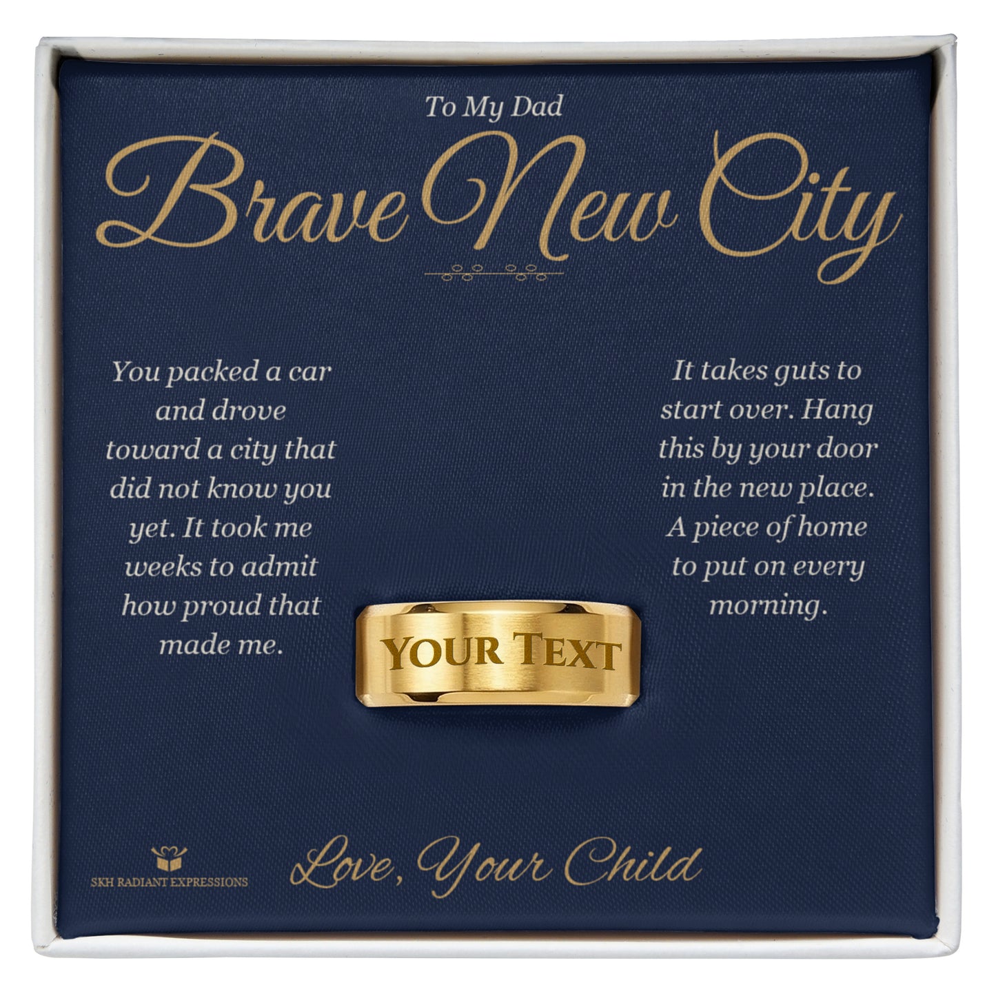 Brave New City - Engraved Men's Ring for Dad - personalized keepsake gift from SKH Radiant Expressions