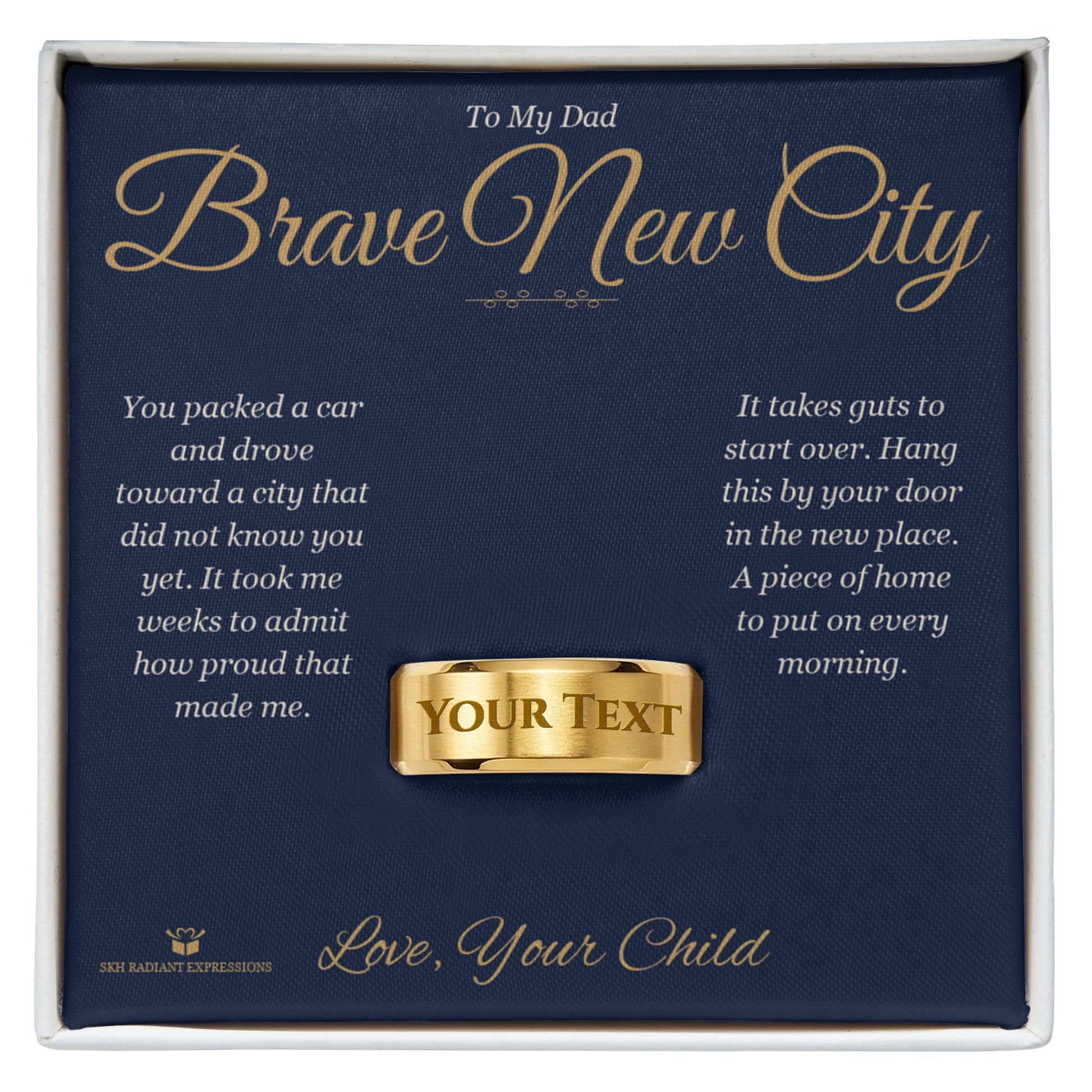 Brave New City - Engraved Men's Ring for Dad - personalized keepsake gift from SKH Radiant Expressions