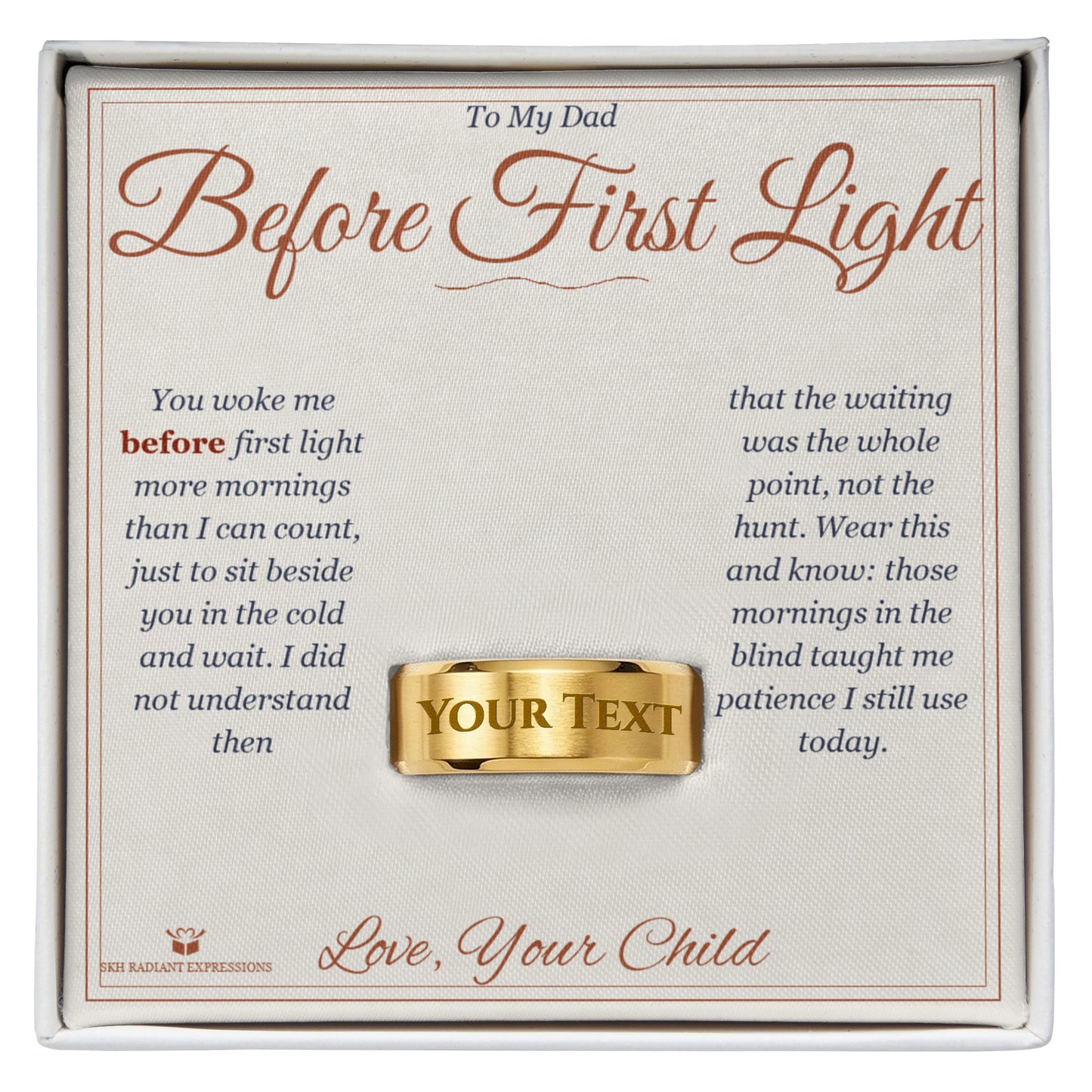 Before First Light - Engraved Men's Ring for Dad