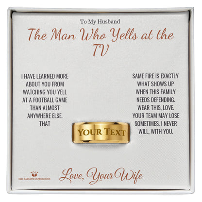Thoughtful engraved men's ring gift for husband