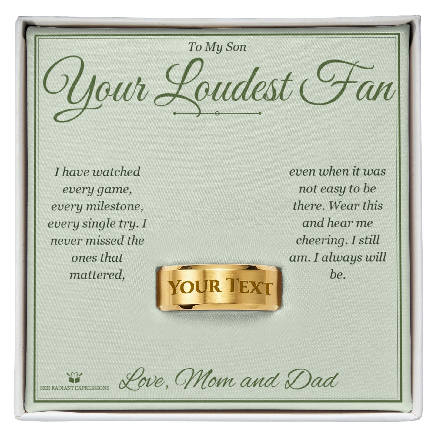 Your Loudest Fan - Engraved Men's Ring for Son