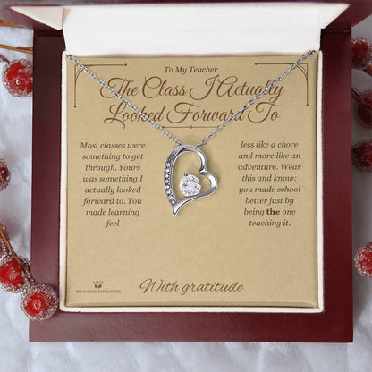Forever Love Necklace packaging - gift-ready for teacher