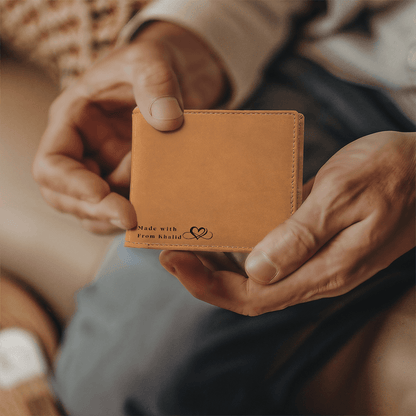 Made With Love  Graphic Leather Wallet - Customize with Your Name - When the person you are thinking of opens this, the first thing them will read is not a brand name - it is your