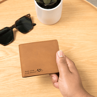 Made With Love  Graphic Leather Wallet - Customize with Your Name - When the person you are thinking of opens this, the first thing them will read is not a brand name - it is your