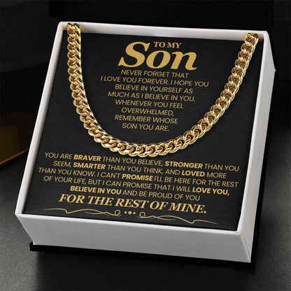 Cuban Link Chain engraved with your own words for son