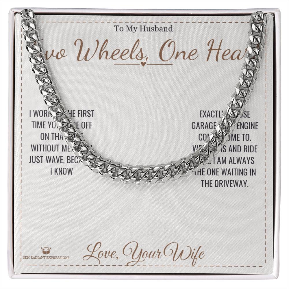 Two Wheels, One Heart - Cuban Link Chain for Husband - personalized keepsake gift from SKH Radiant Expressions